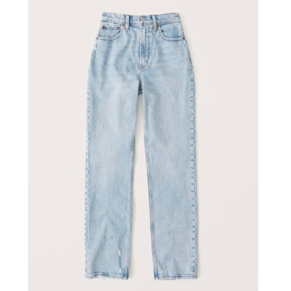 NWT Abercrombie & Fitch Curve Love 90s Ultra High Rise Straight Long Jeans